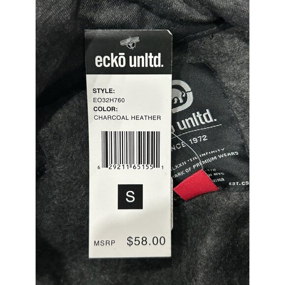 Ecko Unltd. NEW Charcoal Gray Hoodie Sweatshirt Kangaroo Pocket Graphic Size S - Picture 7 of 9
